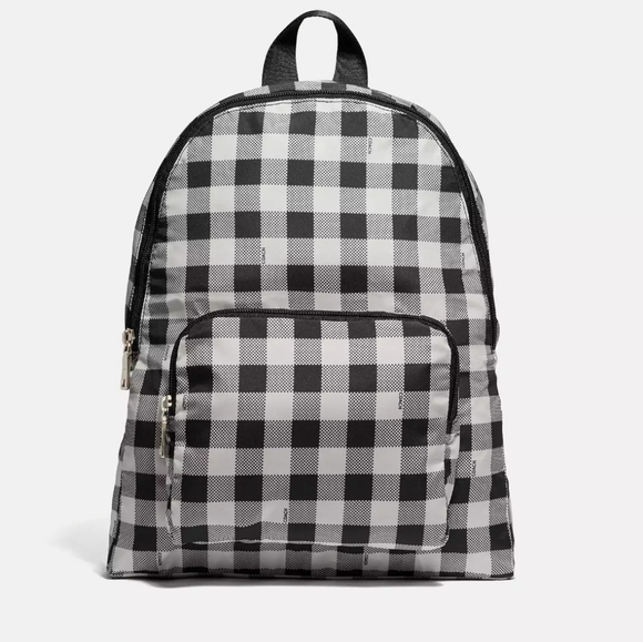 Coach Black and White Checkered Backpack ( See Notation On - Picture 1 of 9